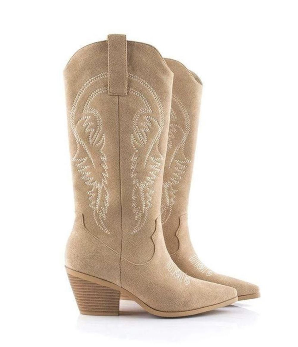 Women's beige Western-style boots