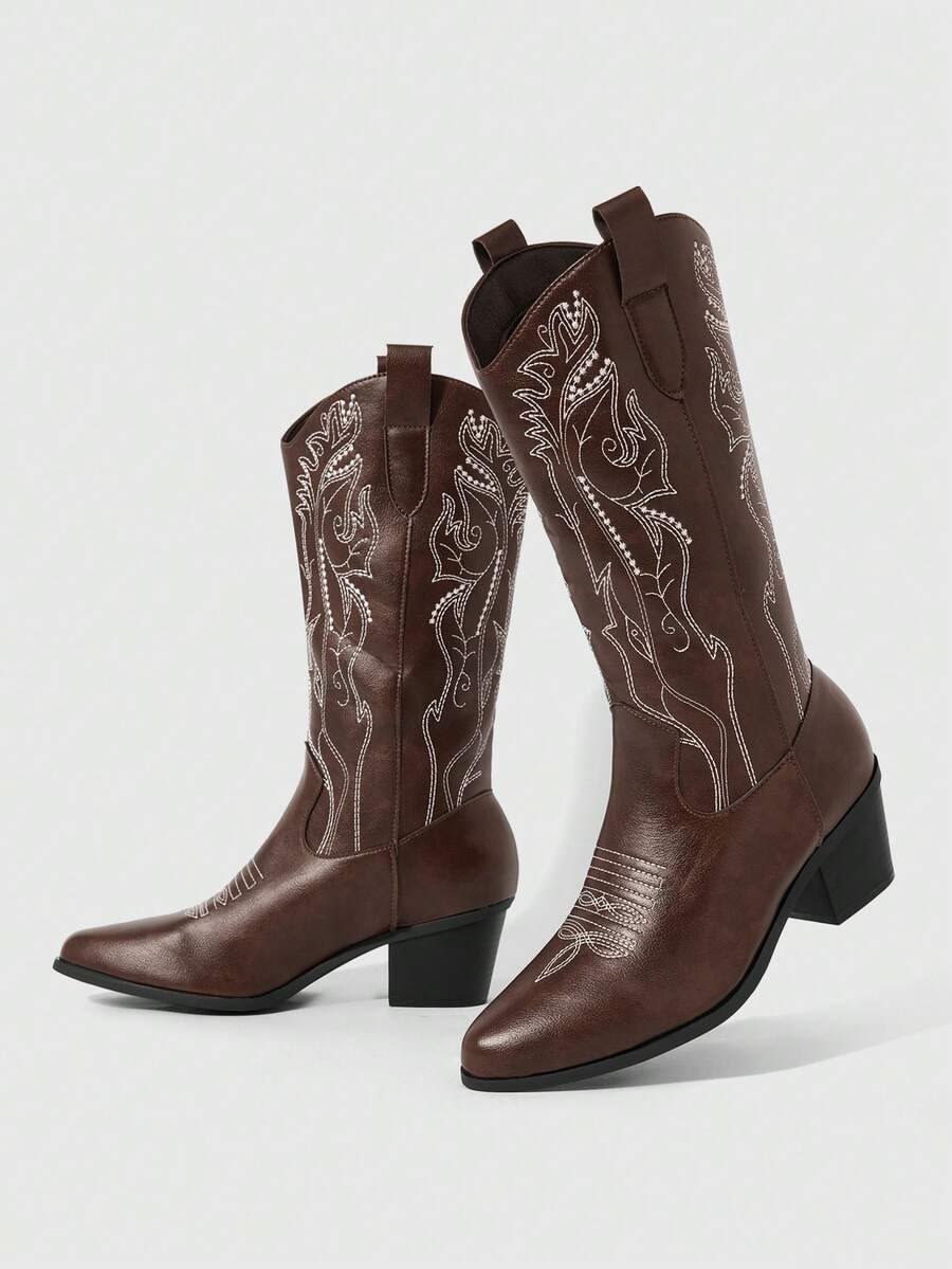 Women's brown Western-style boots